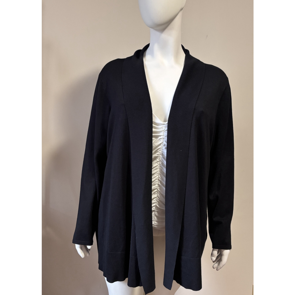 JM Collection Plus Size 3X Black Plus Size Open-Front Cardigan Sweater NWT - Picture 2 of 4